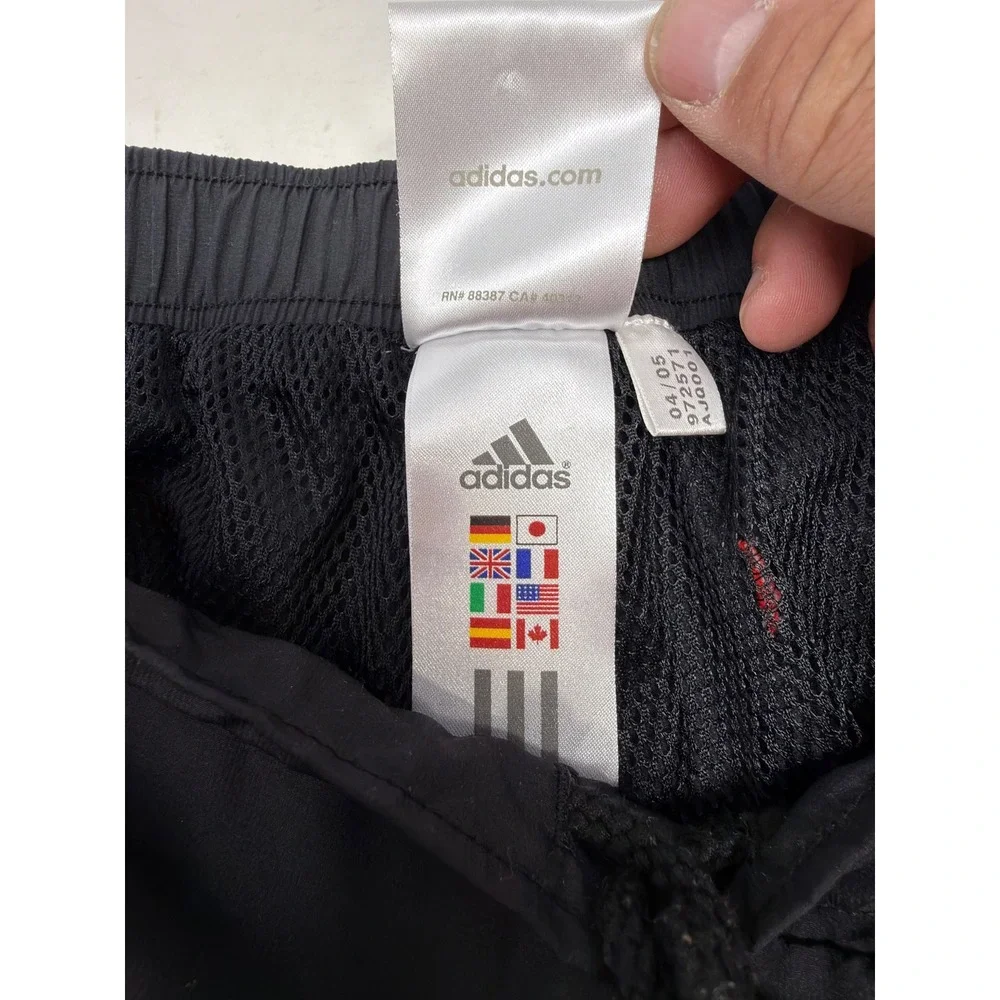 Vintage Adidas Track Pants Medium‎ Black Red 3 Stripe Mesh Lining Windbreaker 05